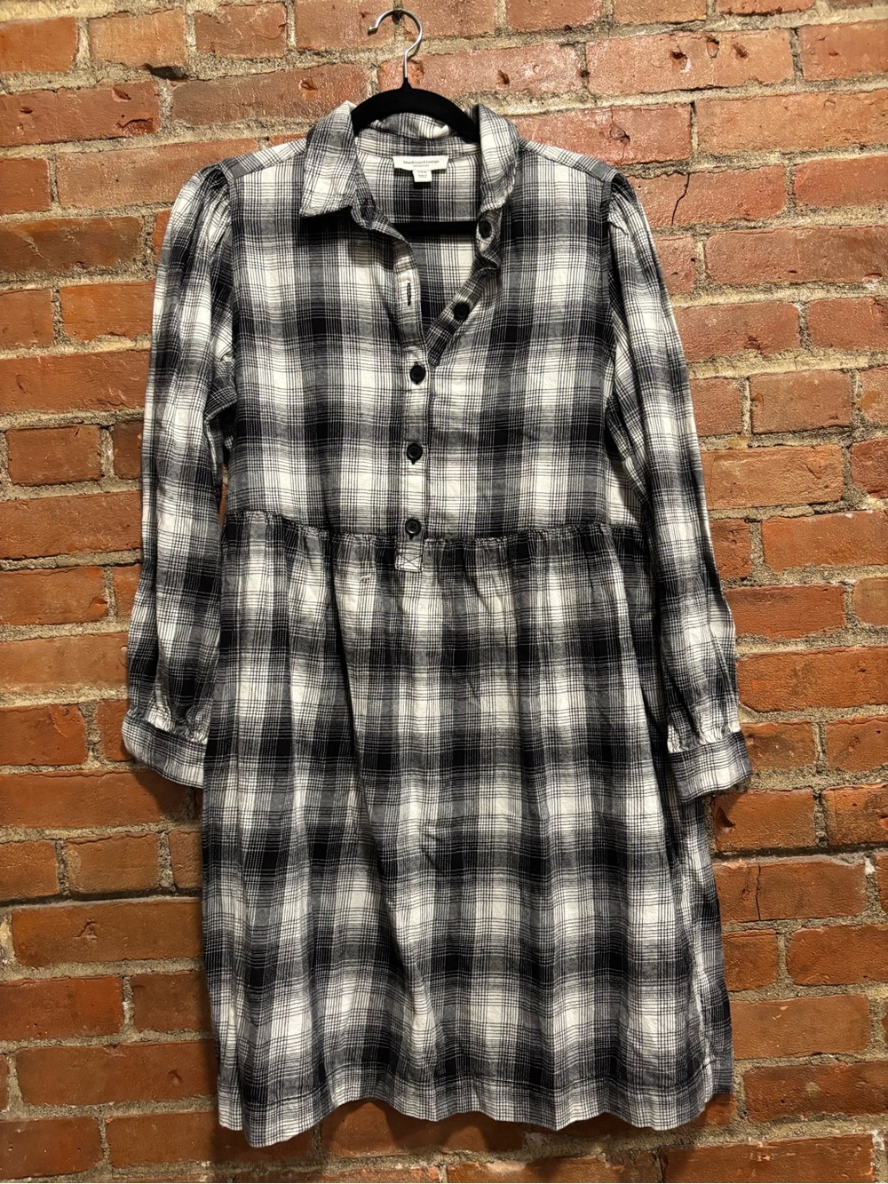 Black & White Plaid Flannel Women’s Dress